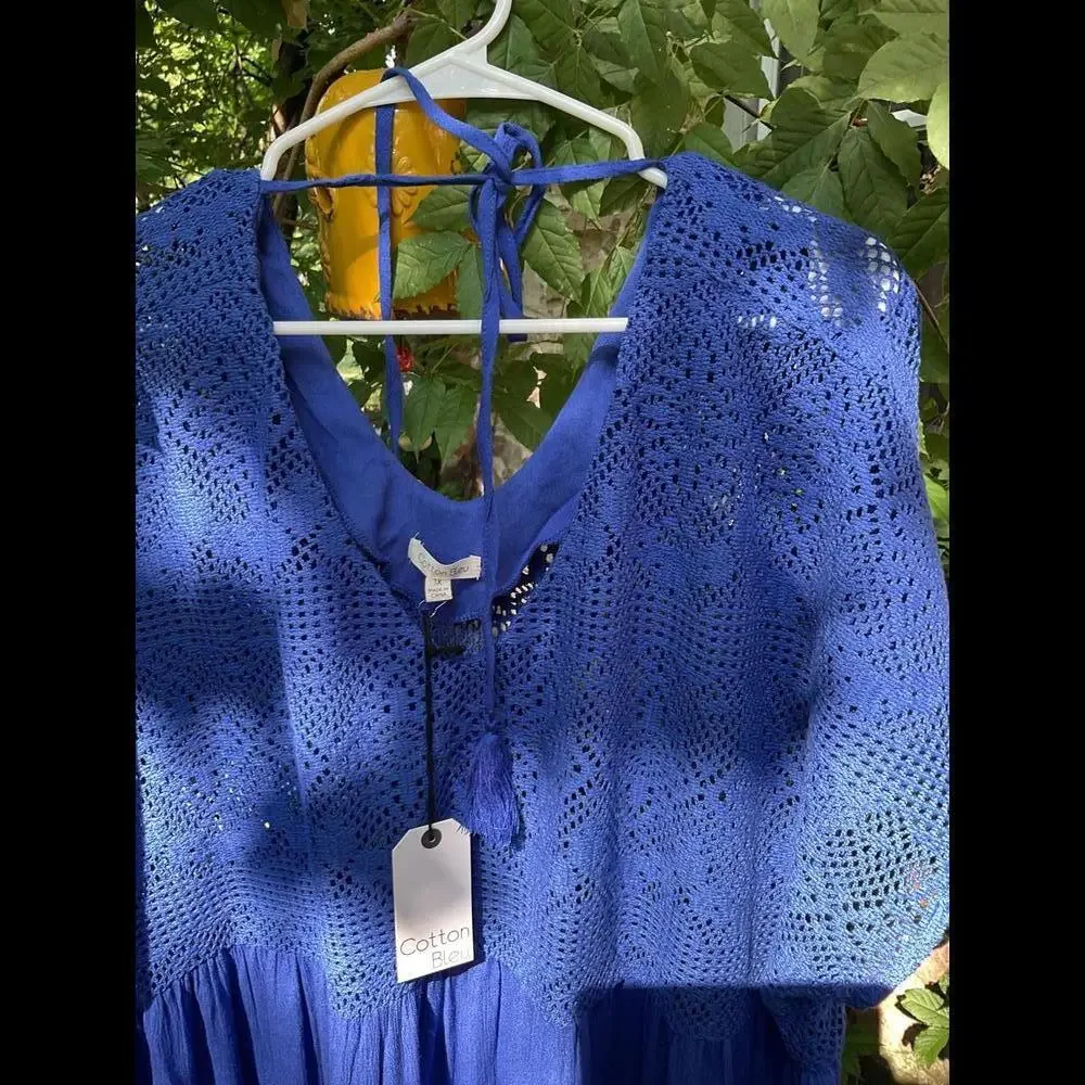 Cotton Bleu Crochet CoverUp/Dress Size 1X Oversized - Picture 2 of 10